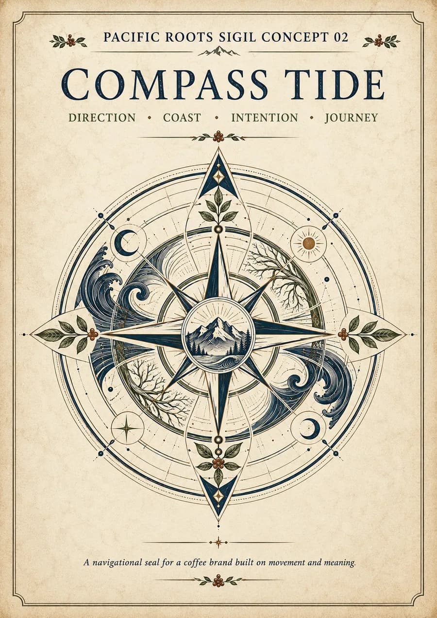 Compass Tide sigil — Direction, Coast, Intention, Journey